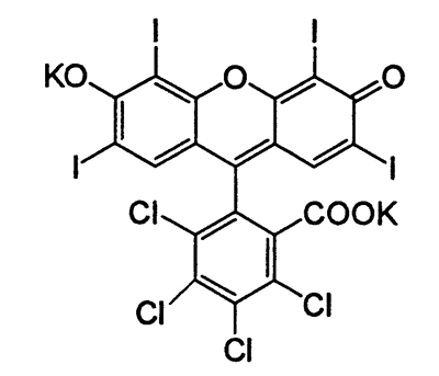 C.I.Acid Red 94,C.I.45440,CAS 632-68-8,1049.85,C20H2Cl4I4K2O5,Rose Benegal,Bengal Rose B